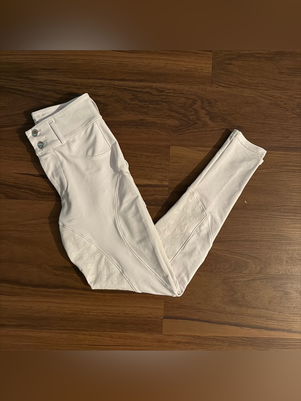 Women’s Small White Annie’s Equestrienne Knee Patch Horseback Riding Breeches